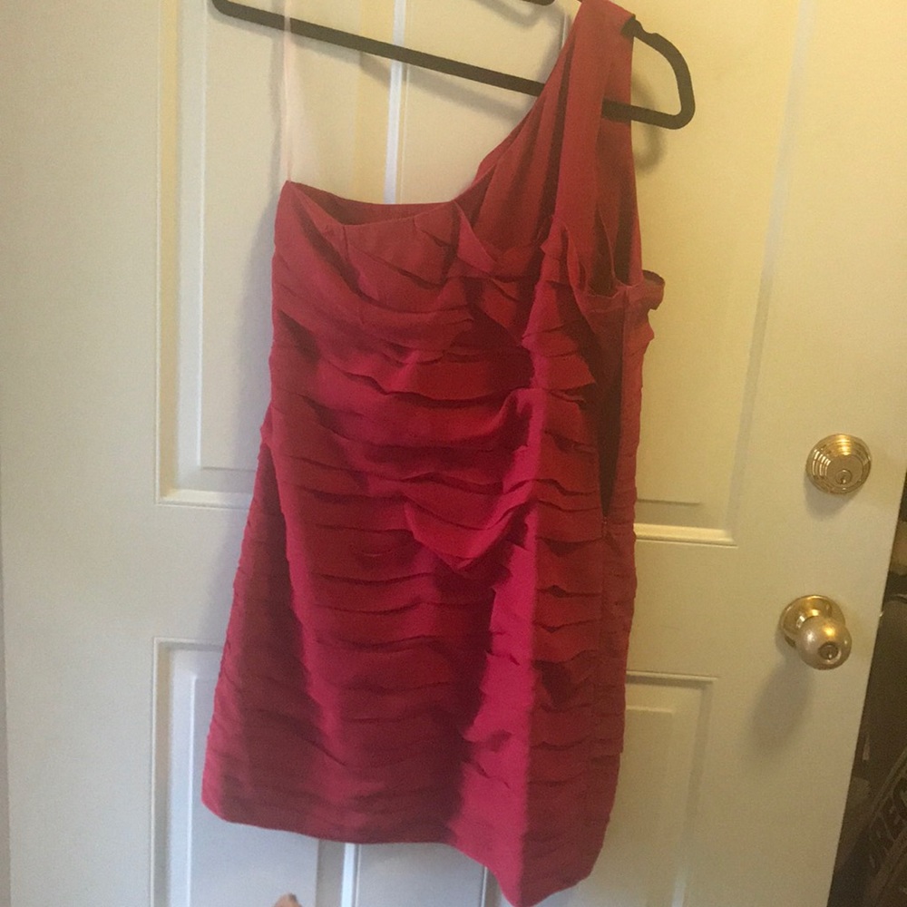 Red one shoulder dress